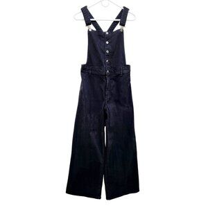 Universal Thread Womens Black Denim Overalls Wide-Leg Size 8 Adjustable Straps